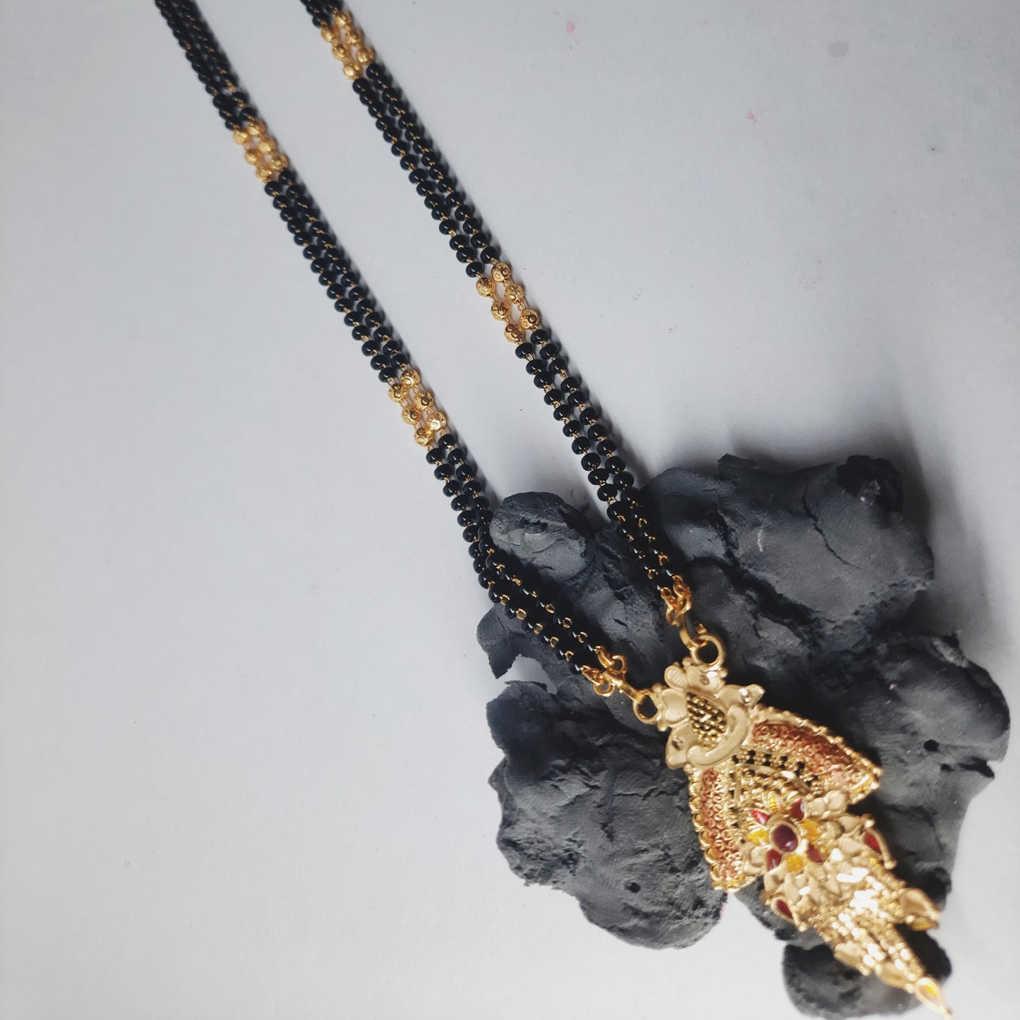 Golden mangalsutra Long 1 gram golden Jewellert made with original golden polish , 30"inch long PARTY WEAR, 6 MONTHS WARANTY