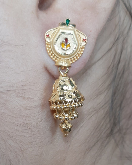 Golden Jhumki Earrings 1 gram golden polish made with original golden polish, DAILY USE, 6 MONTHS WARANTY