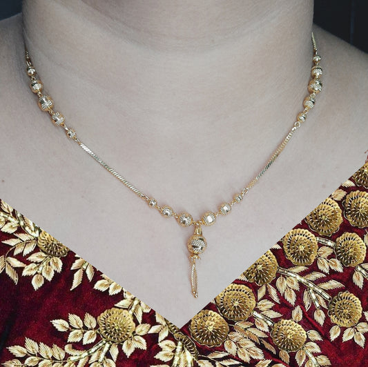 Golden Short mangalsutra 1 gram golden polish made with original gold polish , 18"inch long DAILYUSE, 6 MONTHS WARANTY