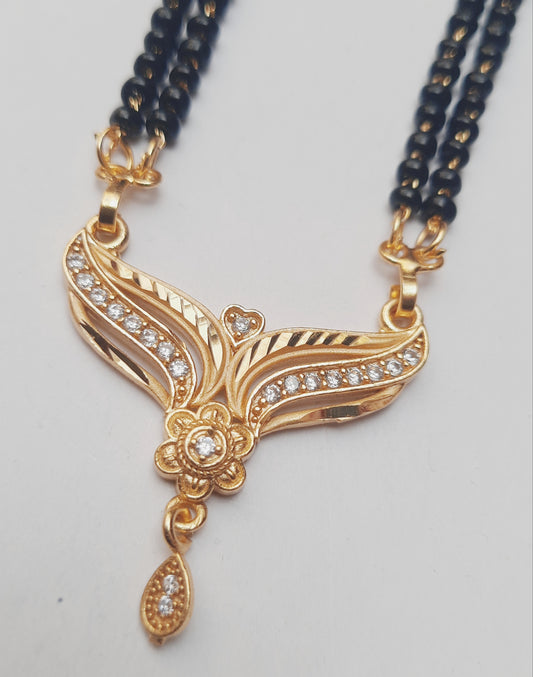 Golden mangalsutra Long 1 gram golden polish made with original A.D. stones , 30"inch long DAILY USE, 6 MONTHS WARANTY